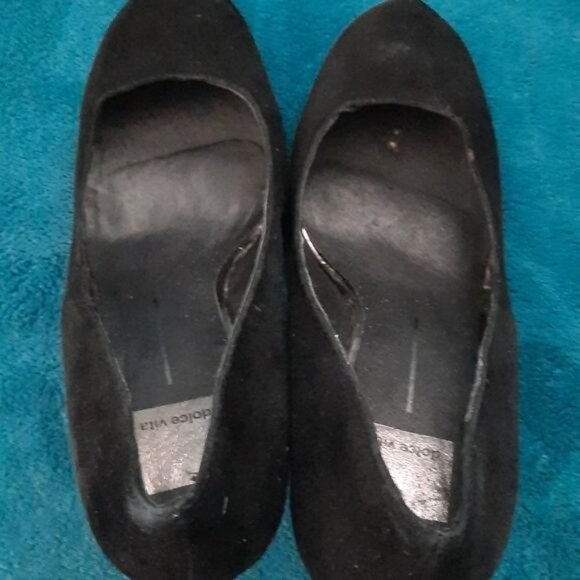 Dolce Vita Black Suede Leather Chunky Platform High Heel Pump Size 10 - Picture 11 of 16